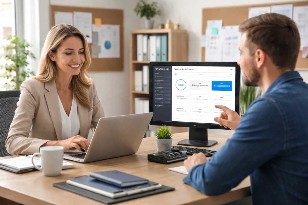 Business owner discussing about Web Hosting