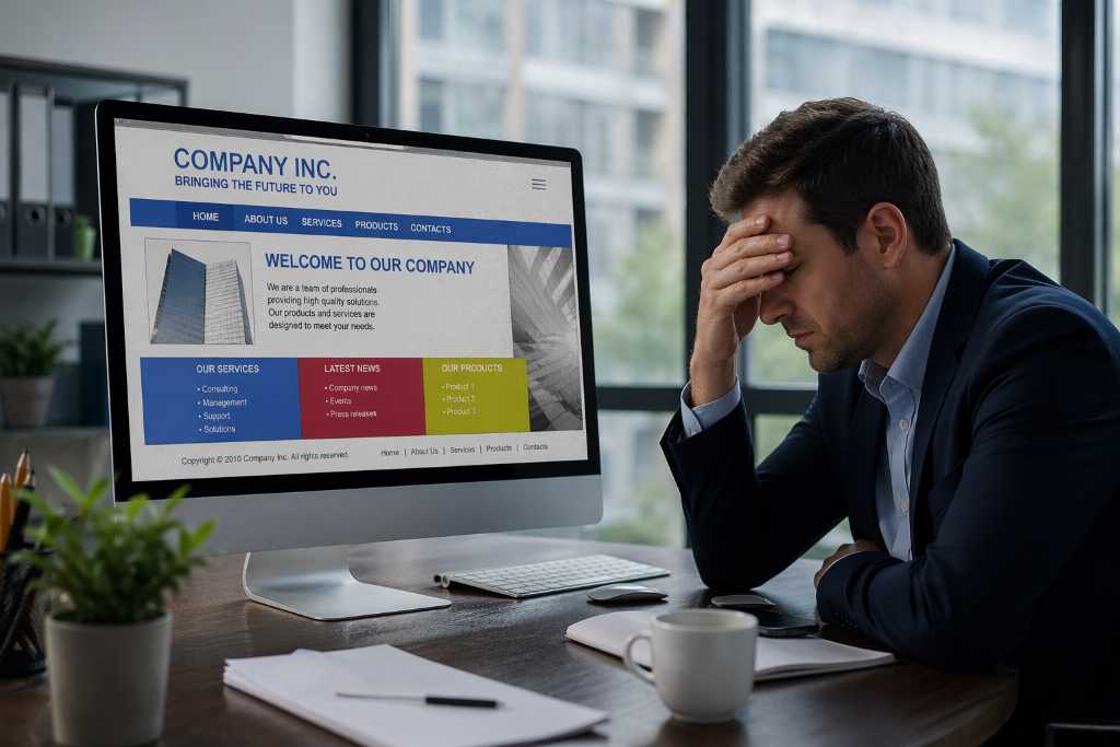 Businessman frustrated to his Outdated Website