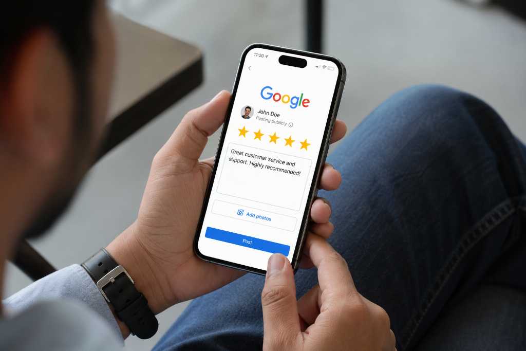 Customer giving a 5 star review