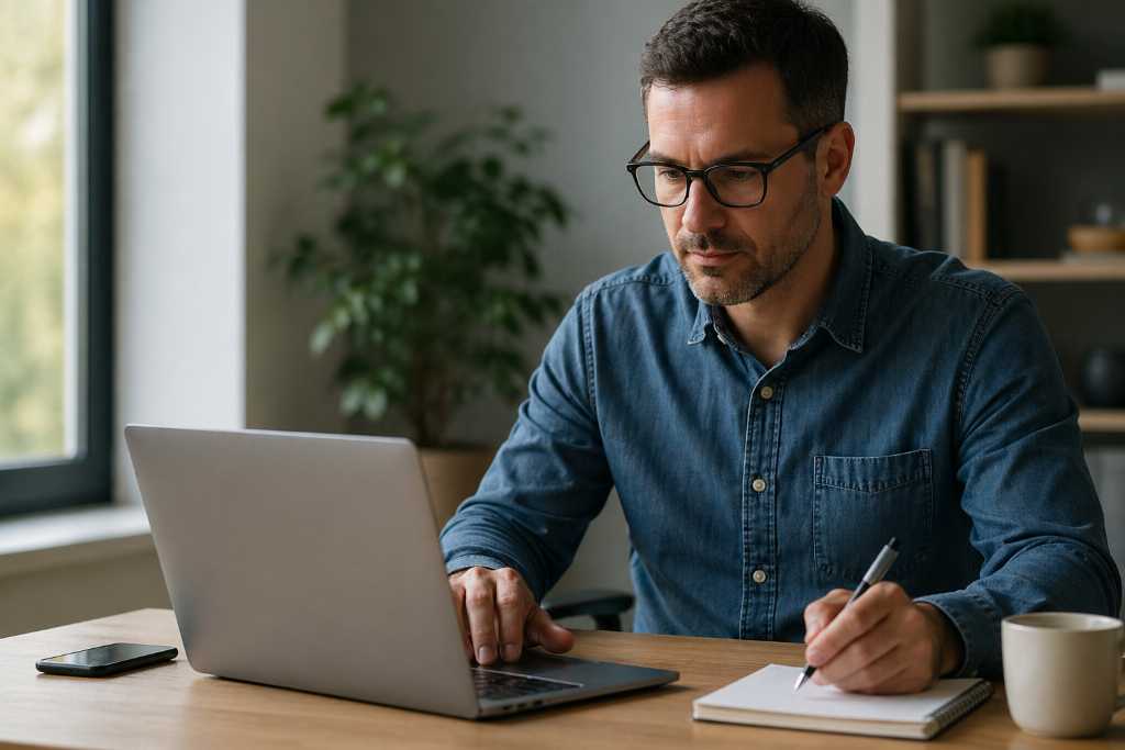 Man working in modern home